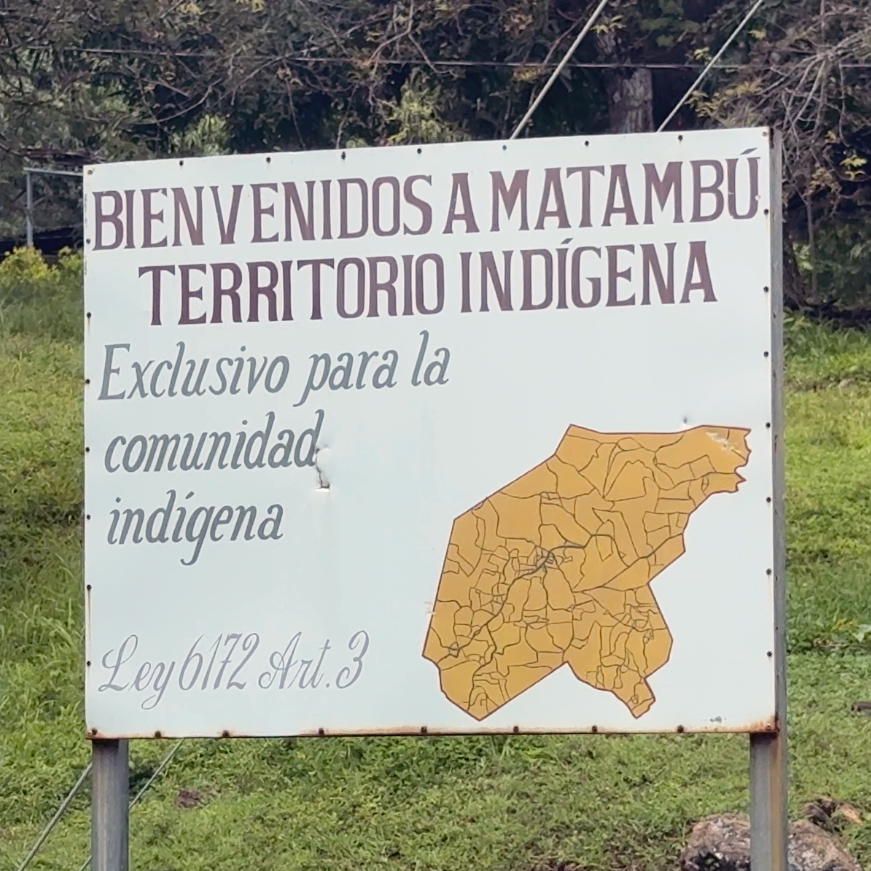Road sign in Costa Rica for Matambú indigenous territory
